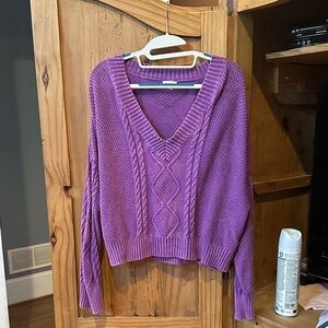 POL Purple V-Neck Sweater